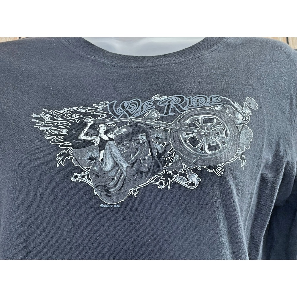 Y2k Chula Latina‎ Women's T-Shirt Motorcycle Long Sleeve M Black  Graphic Print